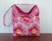 15% off entire shop - Coupon code 15OFF - Slouch Purse - Large Pink Flowers