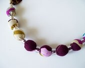 15% off entire shop - Coupon code 15OFF - Fabric and Bead Necklace - Wine, Rose and Olive