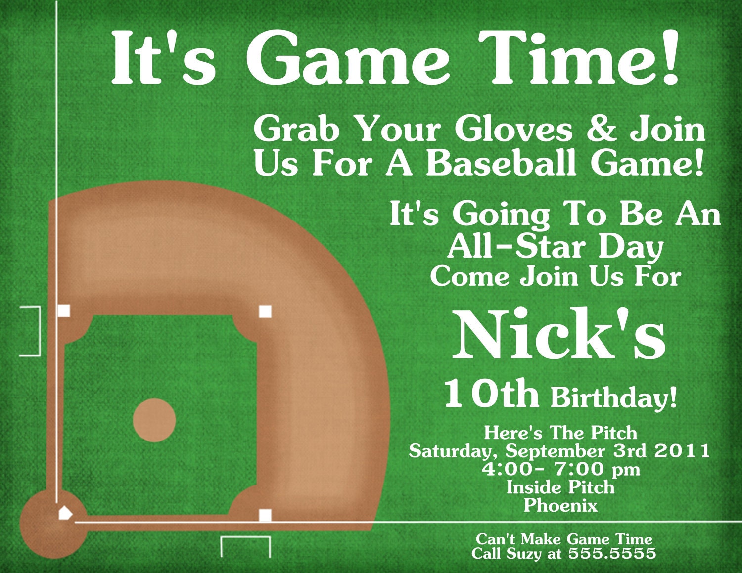Baseball Field Digital Birthday Invitation