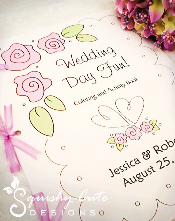 Wedding Coloring Book - Kids Wedding Favors - Personalized & Printable PDF Wedding Activity Book - Full Sheet Book