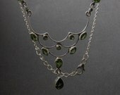 Artisan Handcrafted Handmade  using Sterling Silver and peridot gemsotne crystal Necklace unique jewelry piece