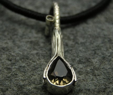 Handmade Artisan handcrafted Smoky Quartz Brown 925 Bridal Bridesmaid Wedding Gift Sterling Silver anniversary jewelry Necklace