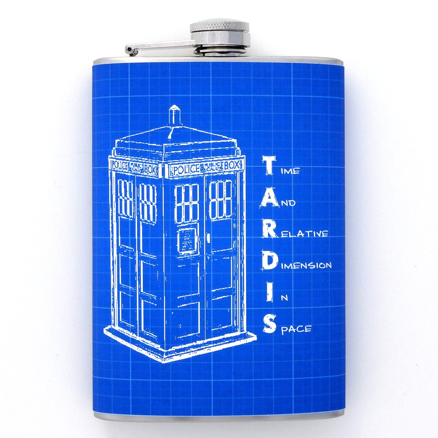 Funny TARDIS Doctor Who Handmade Flask by Kitschville (8 Ounce)