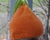 Sale Infant Halloween costume Baby knit hat  cotton seamless  orange   carrot beanie Newborn READY to ship. Handmade in Colorado USA