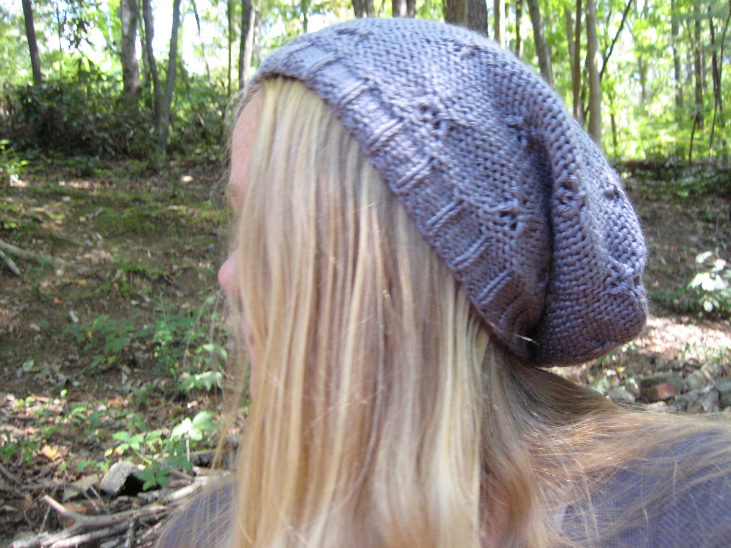 Gray Beanie Slouchy Knitted Hat / Women Men Teen /  Fashion Outfit
