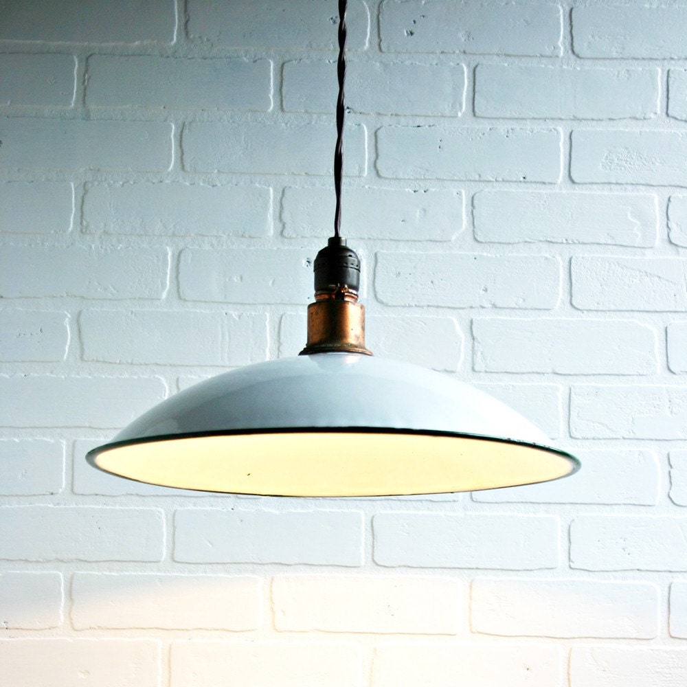 Vintage Enamel Industrial Light Fixture