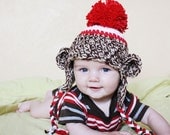 Chunky Sock Monkey Hat -  Choose size 0-3 Months, 3-6 Months, 6-12 Months