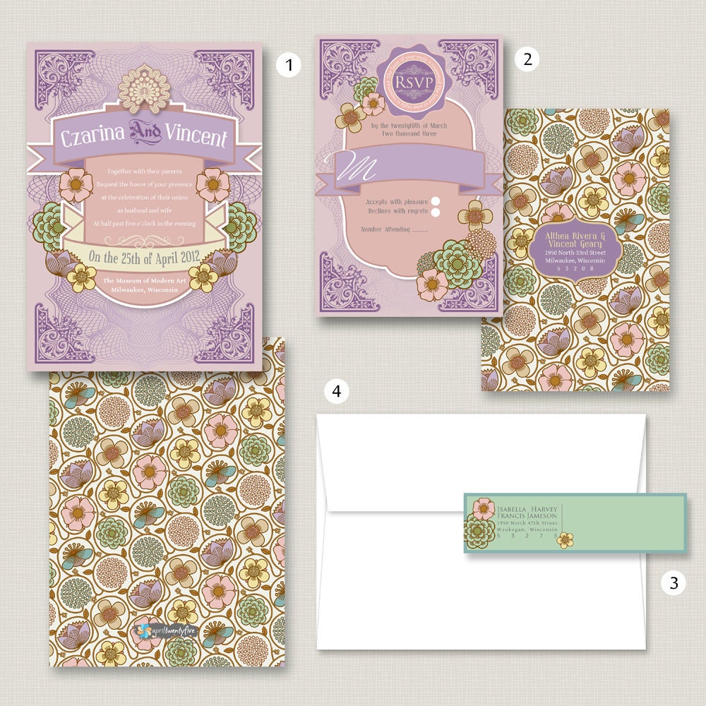 theCzarina Vintage Wedding Invitation