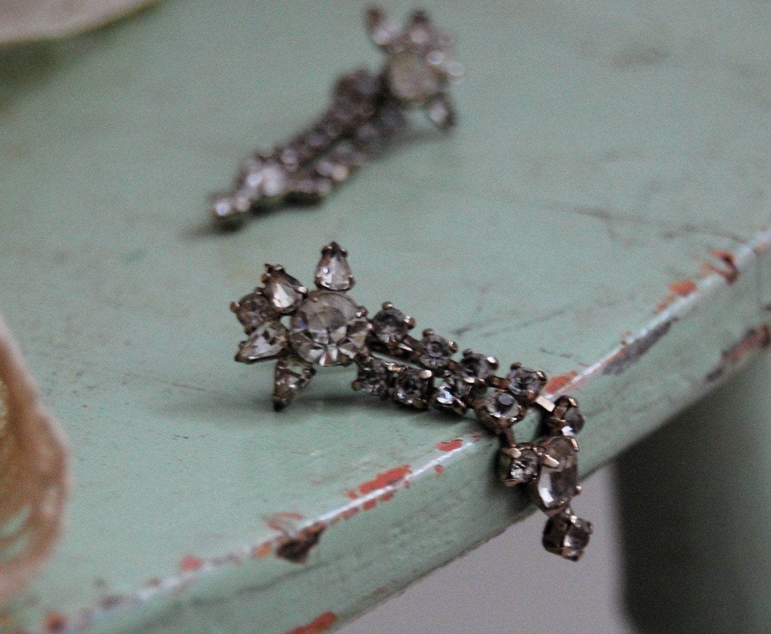 R E S E R V E D-The Deletta- Vintage 1940s Rhinestone Chandelier Earrings