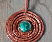 On the Green, malchite and copper pendant