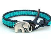 Elephant bracelet beaded leather wrap - Lucky Girl - Bohemian jewelry, stack, leather wrap, good luck charm, friendship