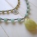 Cottage chic crochet necklaces set, Bohemian jewelry, double strand necklace, amazonite, Thai silver, beach coastal, pastel fashion