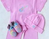 Rock & Roll Baby Gift Set (pink, includes pant, shirt, hat and all-leather shoes)
