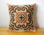 Handmade Vintage Bargello Linen Throw Pillow
