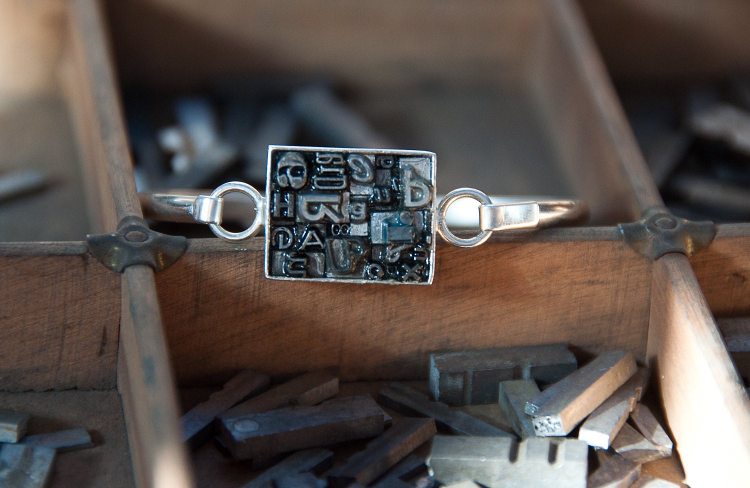 Rectangle Letterpress Type Bracelet