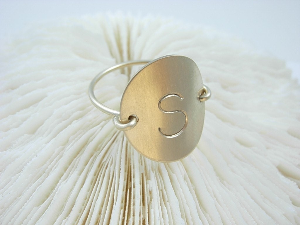 Hand Stamped 14k Gold Fill Initial (engraved) Ring
