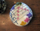 vintage music - IN HARMONY - hand embroidered vintage pin cushion
