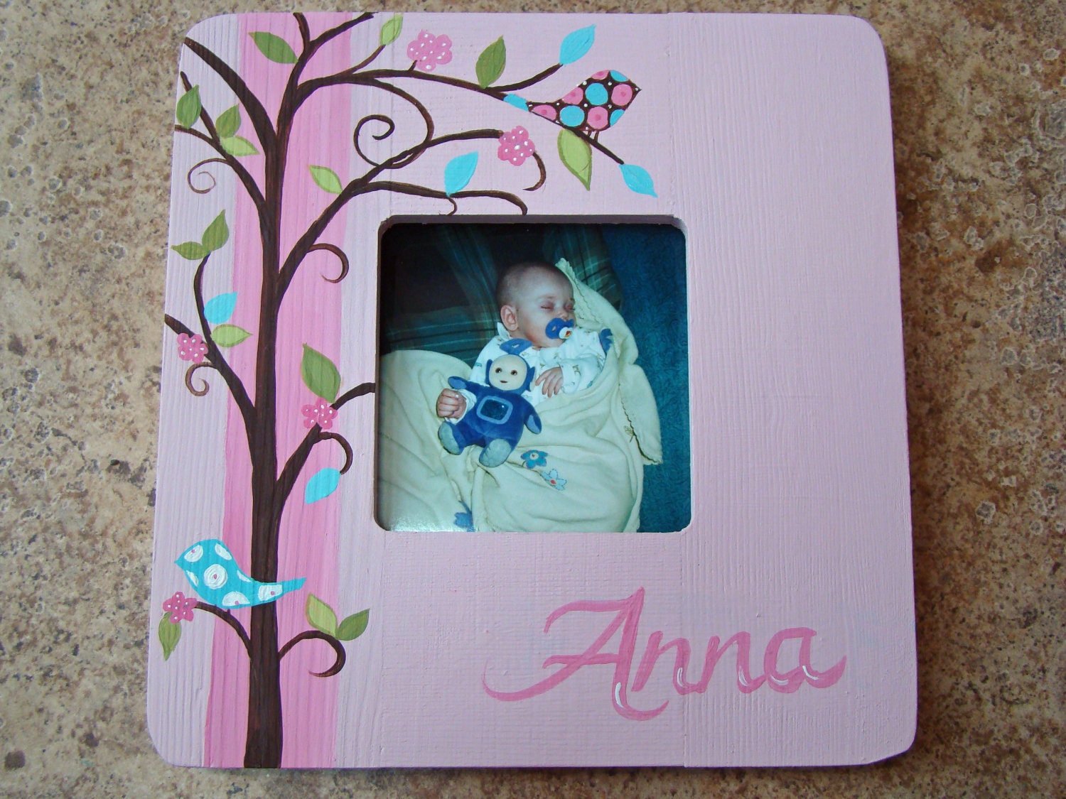 Handpainted Personalized Love Bird Frame