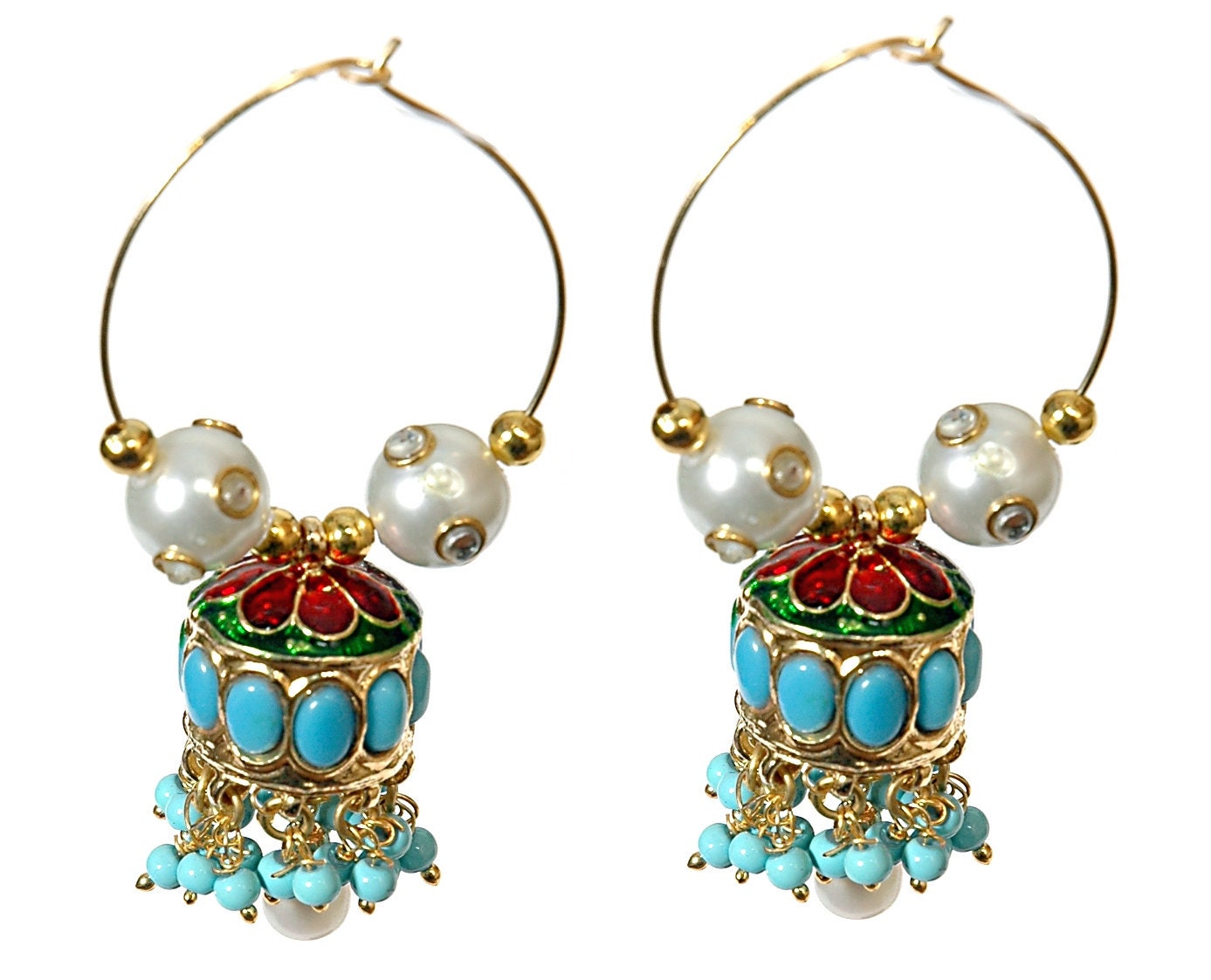 Jhumka Earrings on Turquoise Jhumka Earrings Hoops  Ferozaa Earrings Pearl Earrings By