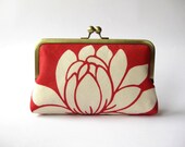 Lotus flower in silk lining clutch purse bag Bag Noir, Bridesmaids clutch, Weddings, Bride formal clutch purse, Wedding accessory