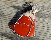 Red River Jasper Pendant . Wire Wrapped . Sterling Silver