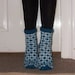 Hand-knitted Warm Blue White Winter Socks