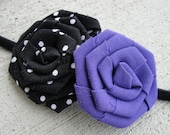 Go Purple and Black Fabric Flower Headband