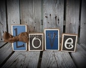 4 piece Personalized Wood Block Set . . . great for wedding home decor primitive gift name personalized wood sign boy girl baby family