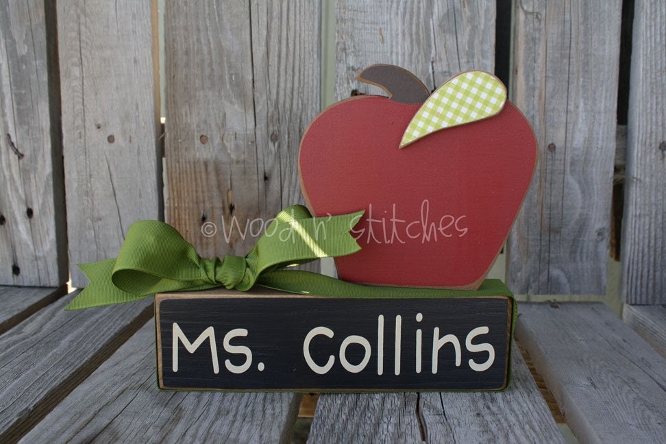 Personalized Teacher or professional wood block set . . . End of School Year, Birthday, Christmas, Teacher, Secretary Gift with Name Block