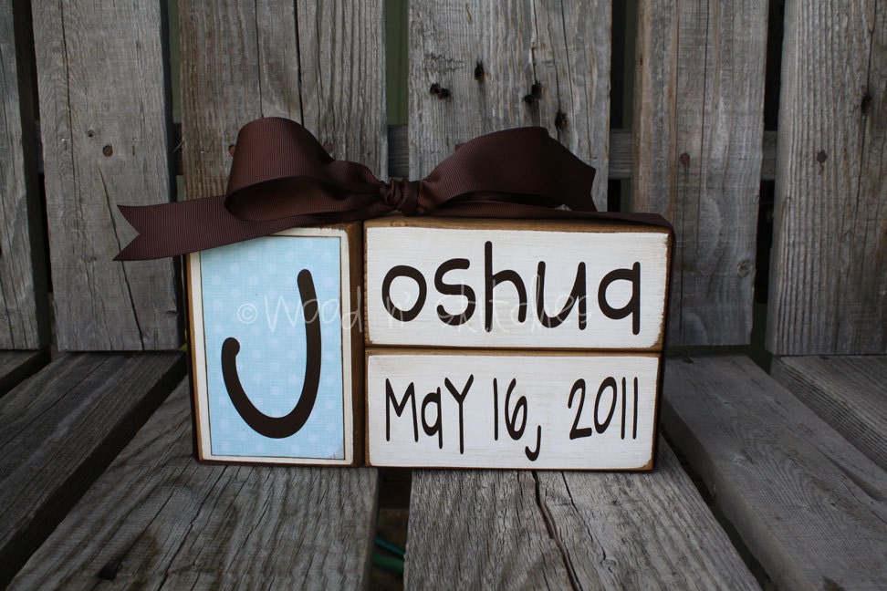 Baby boy girl family primitive name blocks wood custom nursery gift shower wedding  . . . great gift or for yourself . . . so very CUTE