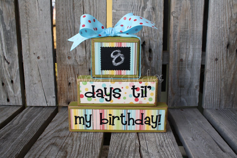 Personalized COUNTDOWNS chalkboard wood block set. . . Holdiays, Valentines, Easter, Christmas, vacation, birthday, Halloween, Disneyland