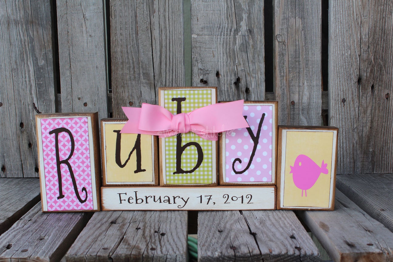 Personalized Name Wood Block Set . . . great for wedding home decor primitive gift boy girl family personalized wood sign