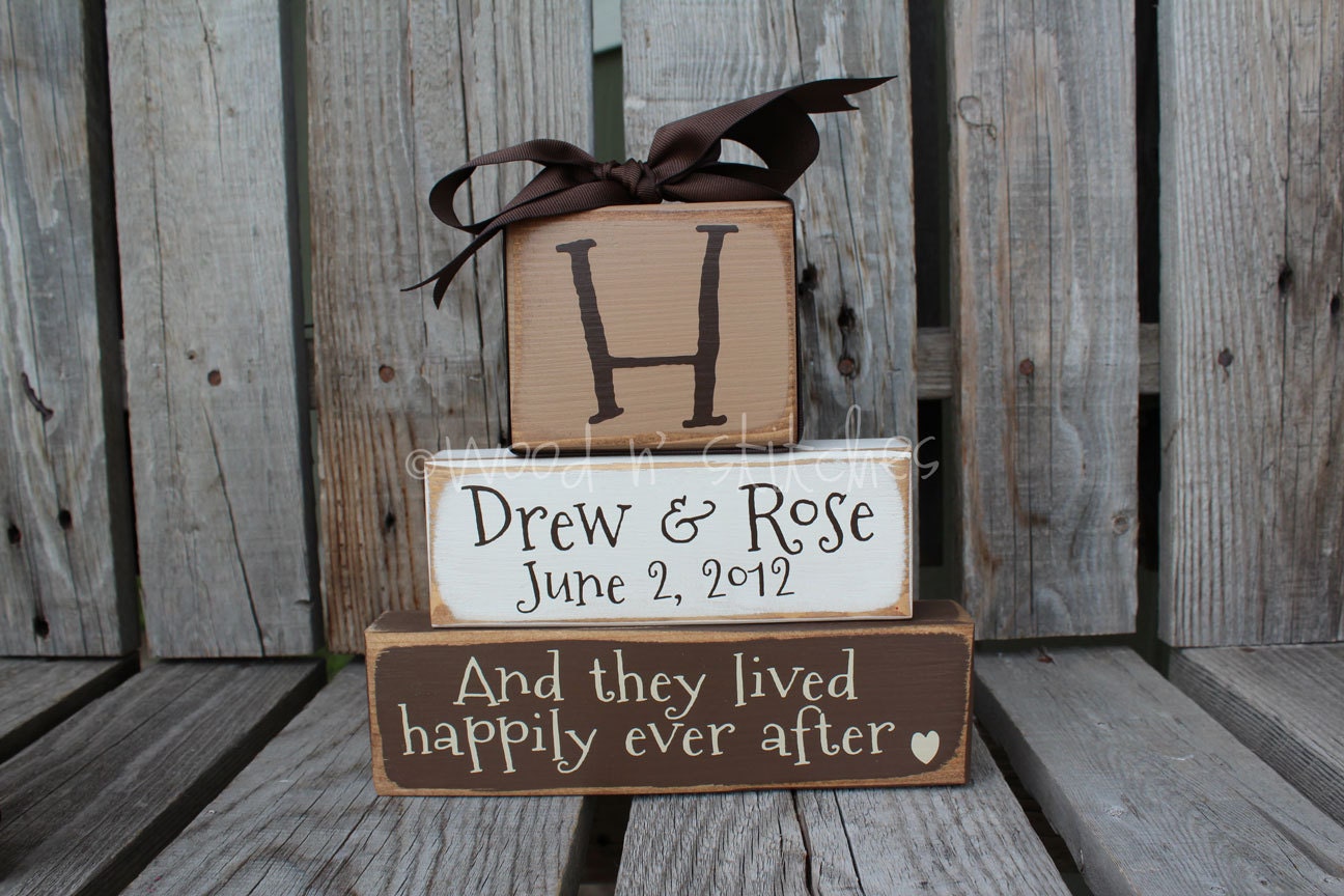 Personalized Established Name Family Monogram Block Set sign wood block set christmas wedding anniverysary birthday gift