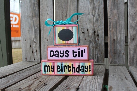 Personalized COUNTDOWNS chalkboard wood block set. . . Christmas, vacation, birthday, Halloween, Disneyland, grandma primitive