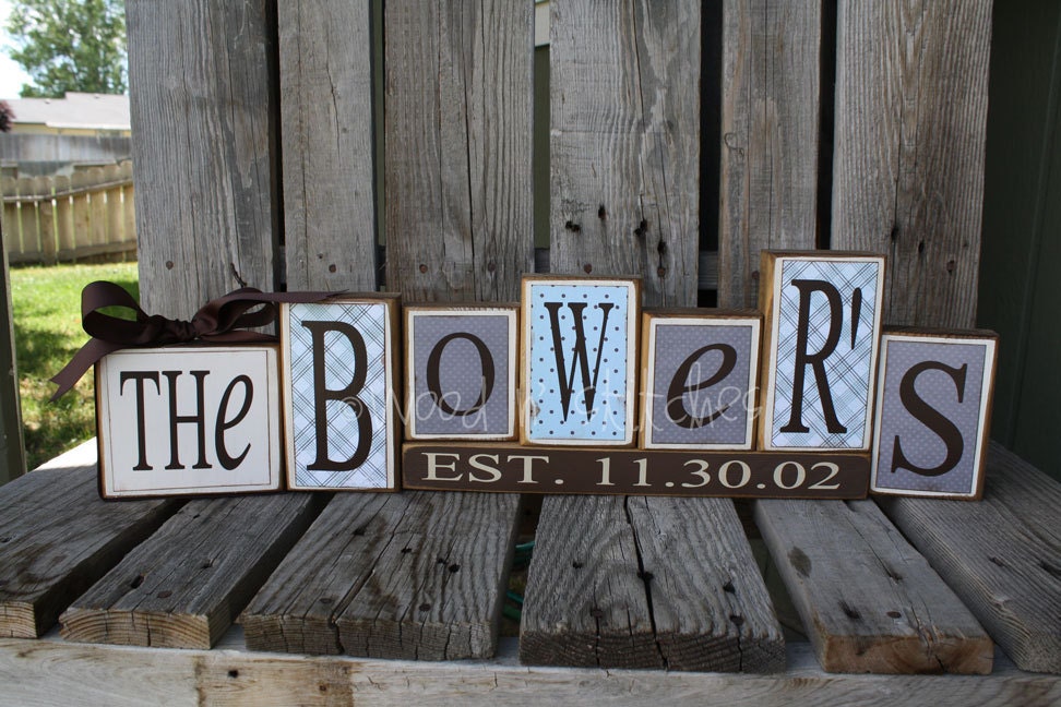 Personalized Name Wood Block Set . . . great for wedding home decor primitive gift personalized wood sign boy girl baby family