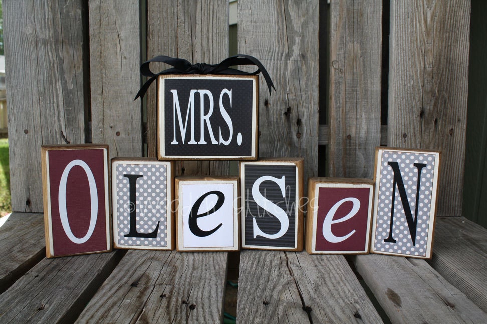 Personalized Name Wood Block Set . . . great for wedding home decor primitive gift personalized wood sign boy girl baby family