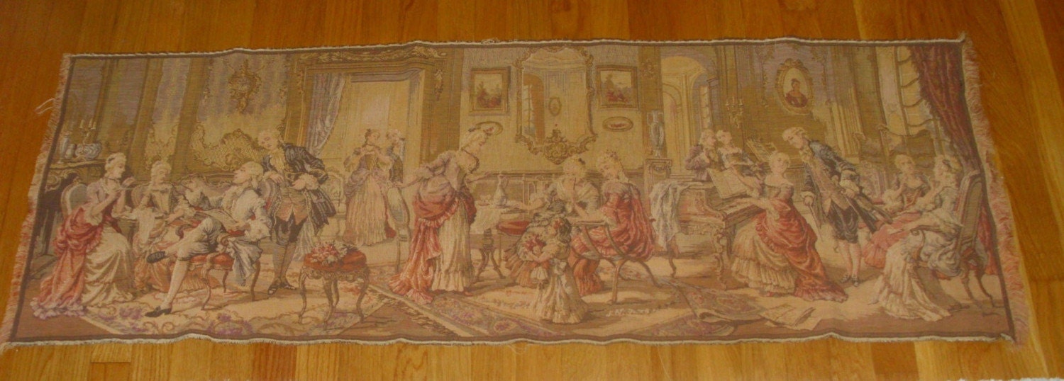 Antique Belgian French tapestry romantic Victorian home decor decorating