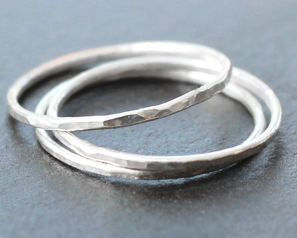 Argentium Sterling Silver Ring - Hammered Band (1 Ring)