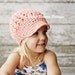 Crochet Hat for Girls, Hats for Toddlers, Visor Beanie Hat, Toddler Girl Hat, Peach, Off White, Cotton, Children Accessories, 2T to 4T Hat