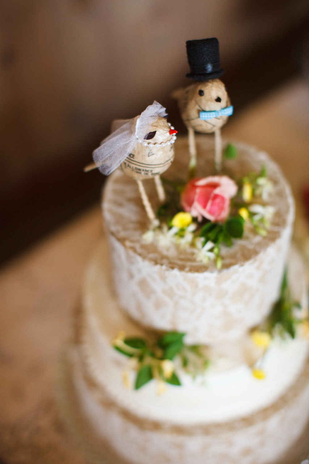 Custom//Love Bird 'Bride and Groom' Cake Toppers