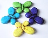 Butterfly  Large multicolored Howlite Turquoise  Pendant Charms Beads (1) Piece Bead