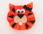Tiger Ribbon Sculpture Hair Clip - Toddler Hair Bows - Zoo Animal Hair Clips... Free Shipping Promo