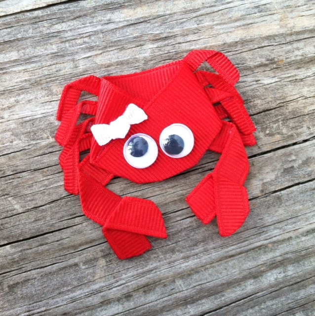 Crab Ribbon Sculpture Hair Clip - Toddler Hair Bows - Girls Hair Accessories... Free Shipping Promo
