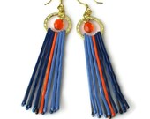 Original Bobby Pin Earrings in  Blue and Orange College Team Colors