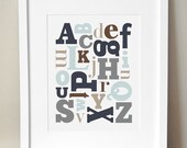 Alphabet Nursery Art - 'Alphabet Soup' 11x14 Print - Boy