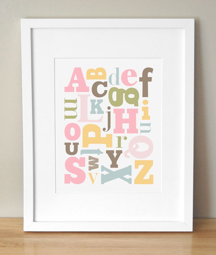 Alphabet Nursery Art Print - 'Alphabet Soup' 8x10 - CUSTOM COLORS