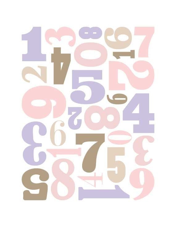Numbers Nursery Art - 'Number Jumble' 11x14 - Girl