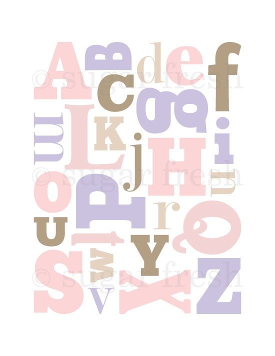 Alphabet Nursery Art - 'Alphabet Soup' 8x10 Print - Girl
