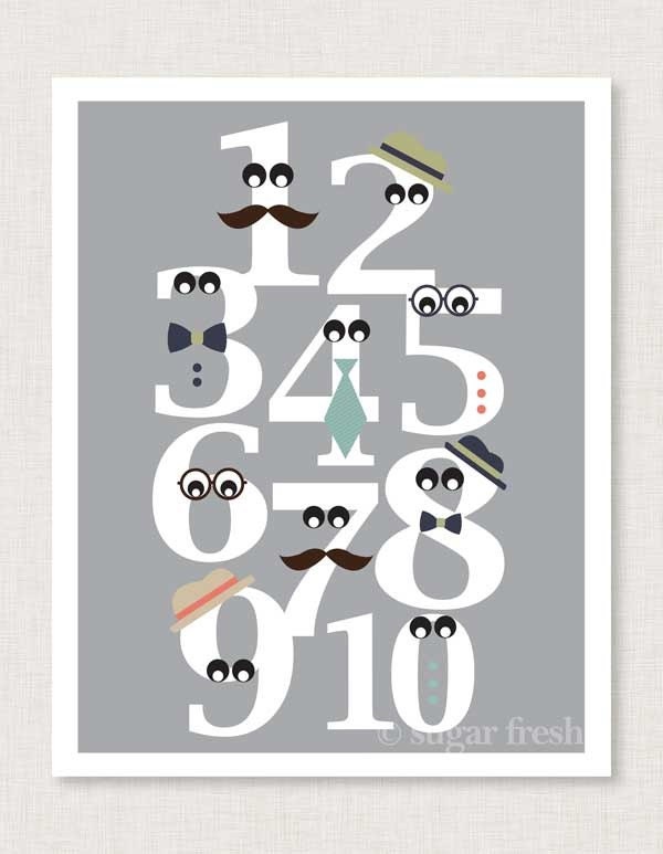 Numbers Nursery Art - 'Mister Numbers' 11x14