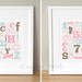 Alphabet & Numbers Nursery Art Prints - CUSTOM COLORS - (2) 11x14's
